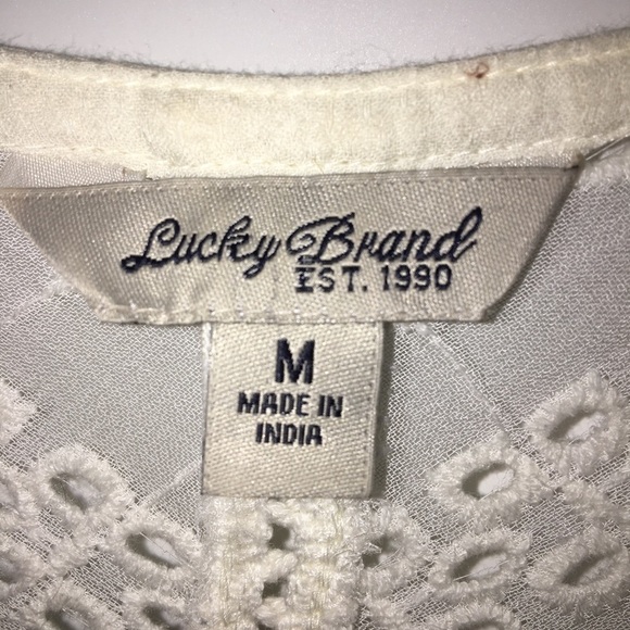 Lucky Brand Cream Lace And Embroidered Top Size M - Picture 7 of 7